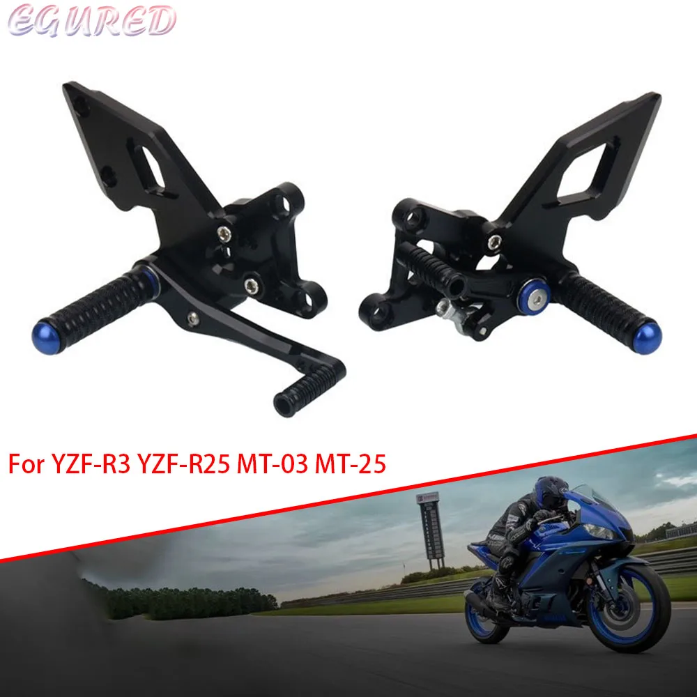 

For YAMAHA YZF-R3 YZF-R25 YZF R3 R25 YZFR3 MT-03 MT-25 MT03 MT25 Motorcycle CNC Adjustable Rear Set Rearsets Footrest Foot Rest