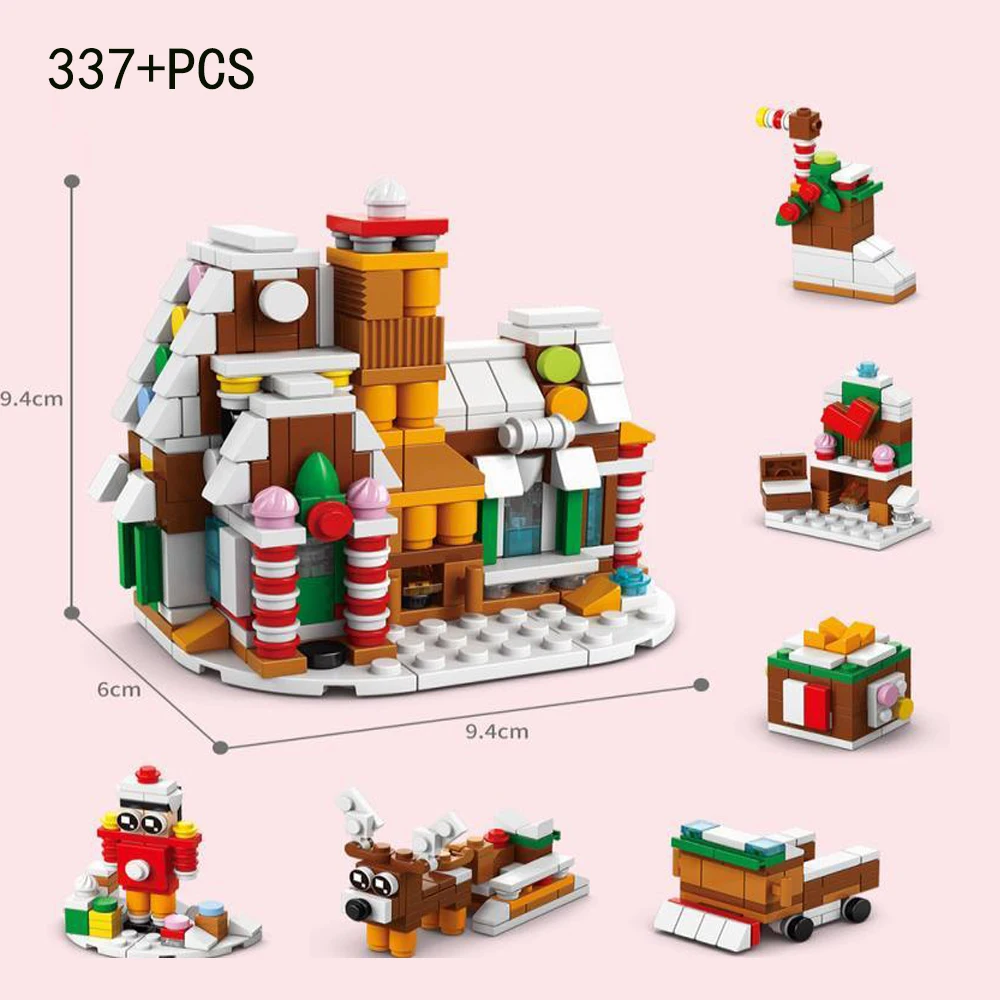 6 In 1 Ziegel Weihnachten Serie Spielzeug Bausteine Set Kreative Winter Dorf Haus DIY Ziegel Spielzeug Für Kinder Junge mädchen Weihnachten Geschenk