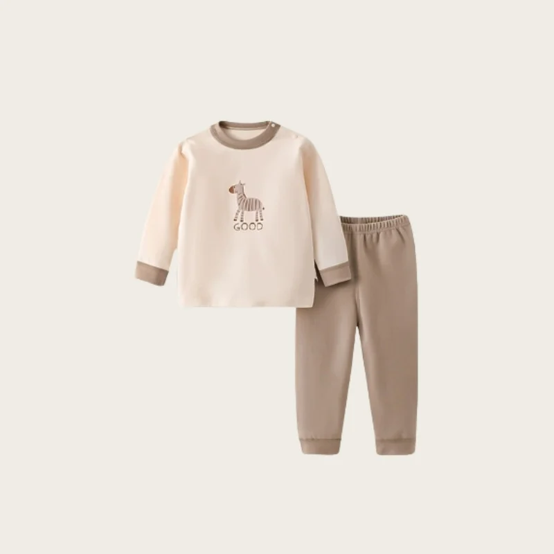 

Autumn Newborn Kids 100% Cotton Underwear Set Animal Floral Print Long Sleeve Top and Pants Sleepwear For 1-8Y