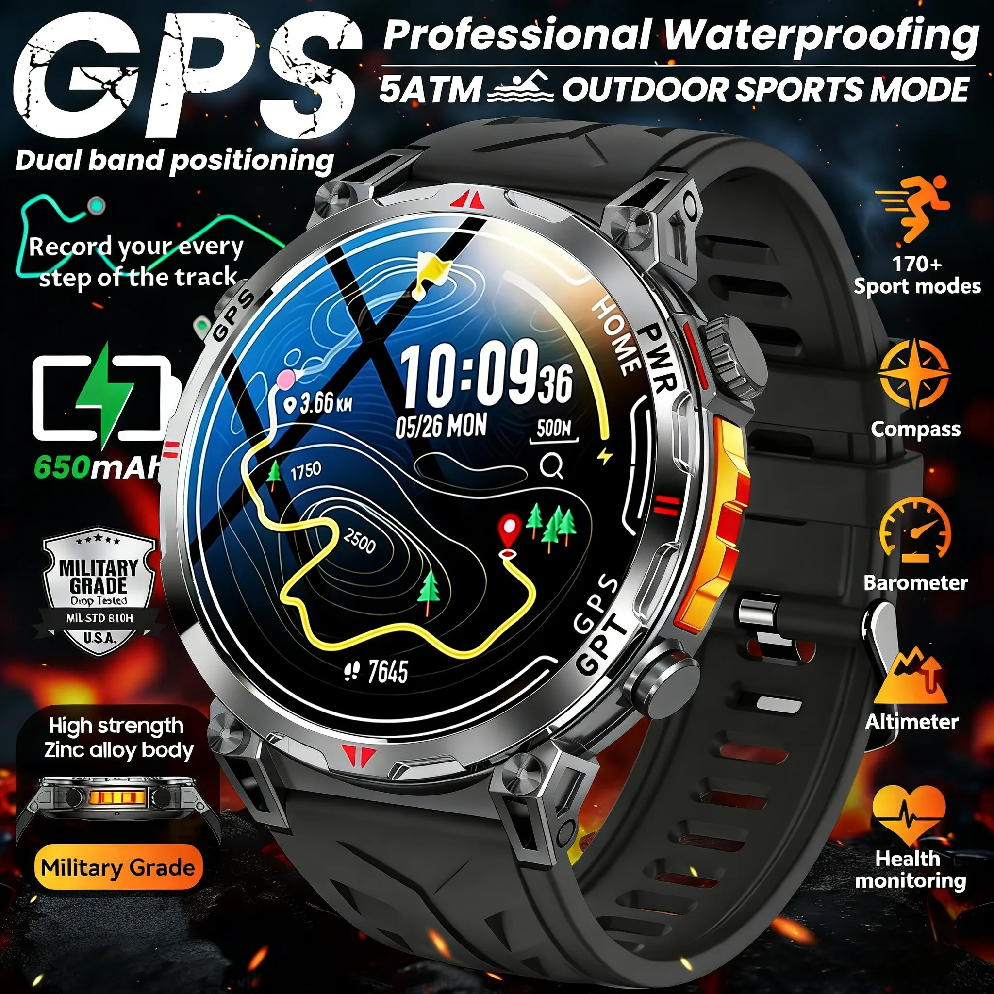 

Новые умные часы 2026 года для мужчин: GPS, компас, водонепроницаемость 5ATM, круглосуточный мониторинг здоровья, Bluetooth-звонки, Chat GPT