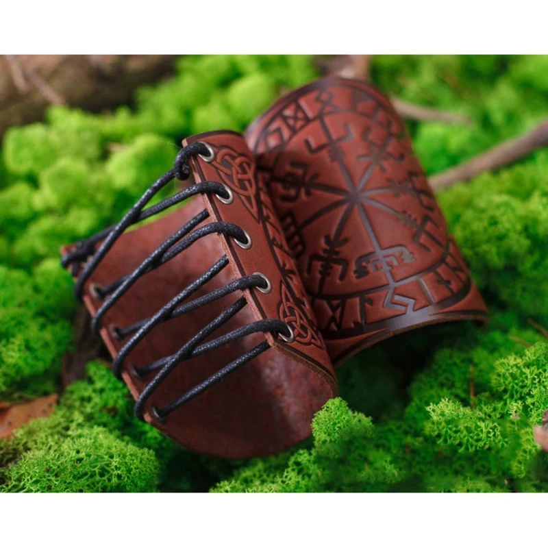 Medieval Men Cosplay Arm Warmers Lace-up Pirate Knight Wristband Bracer Steampunk Accessories