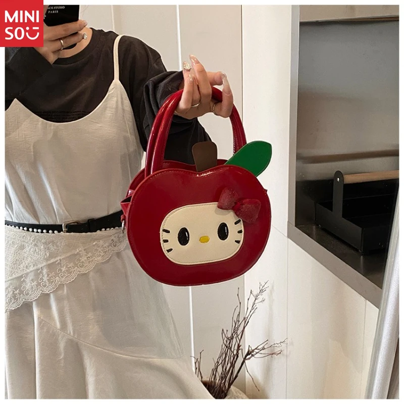 Miniso Cute Apple Hello Kitty Crossbody Bag, Cartoon Themed Shoulder Purse for Girls