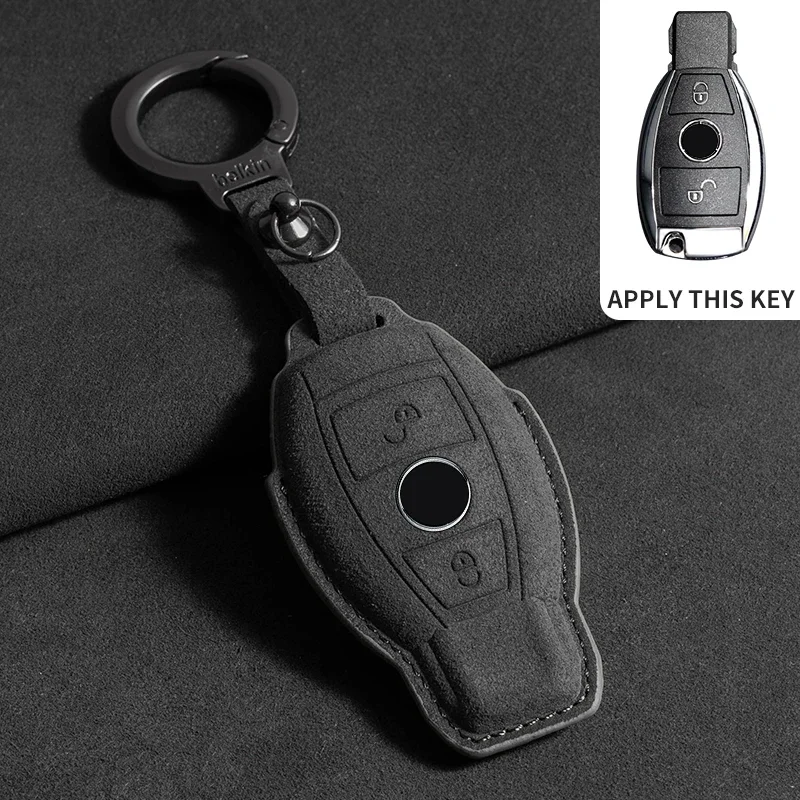 Wildleder Leder Auto Schlüssel etui für Mercedes Benz E Klasse W213 W205 E200 E260 E300 E320 Amg Cla 2018 2019 2020 Remote Fob Shell Fall
