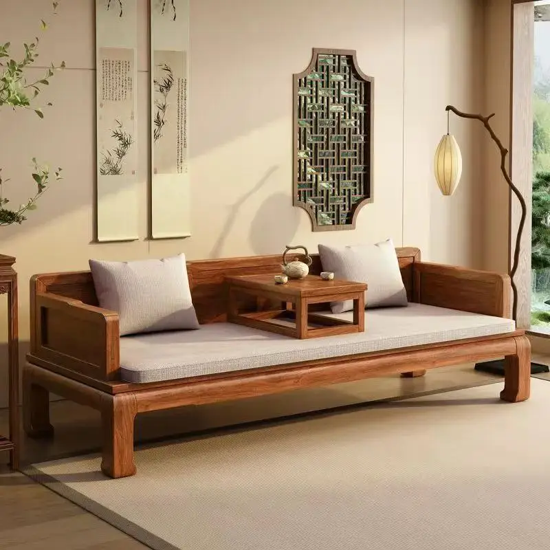 New Chinese-Style All-Solid Wood Arhat Bed Ming-Style Living Room Household Small Apartment Simple Sofa Bed Dual-Purpose Zen