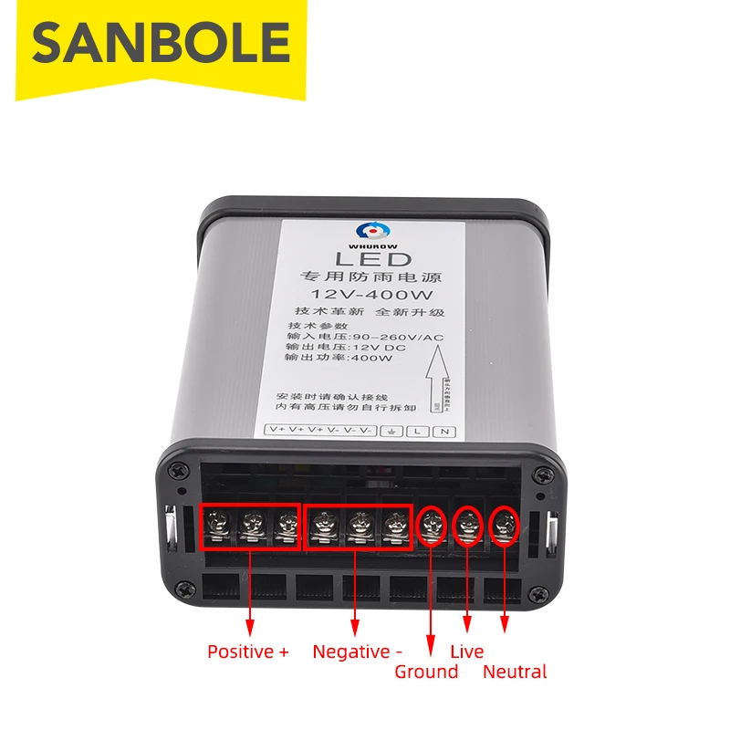 12 فولت 400 واط غير نافذ للمطر التبديل التيار الكهربائي F-400-12 في الهواء الطلق LED الإعلان علامة مضيئة كلمة محرك محول الجهد استقرار