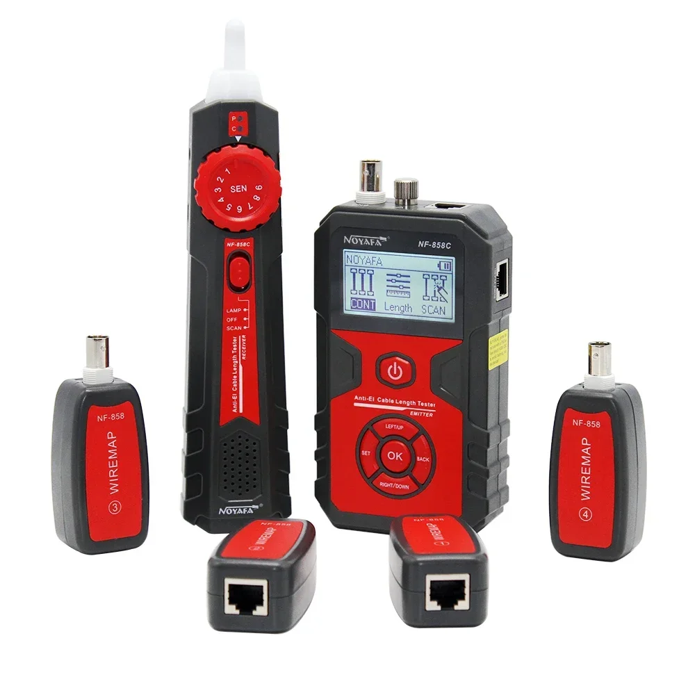 Noyafa NF-858C Cable Tester Portable Wire Tracker RJ11 RJ45 BNC Line Locator  For Measure Length Cable Network Testing Finder