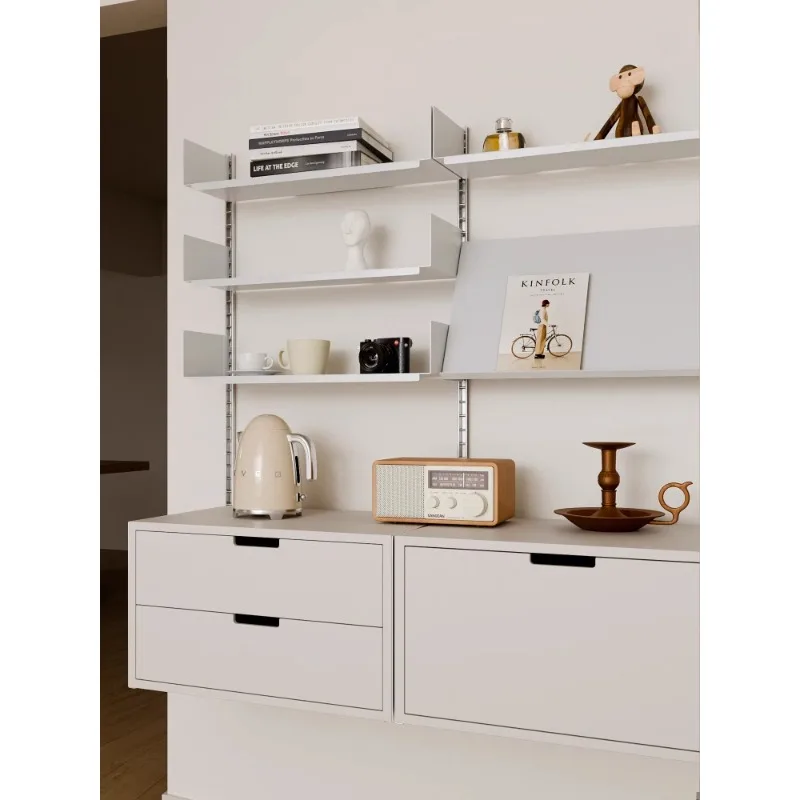 Wall  Simple modern wall-mounted wrought iron baffle bookshelf Living room multi-layer storage rack