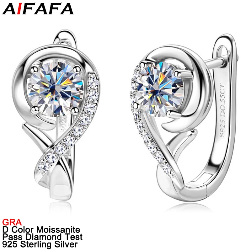 Top Quality Full Moissanite Diamond Drop Earrings Shiny 100% 925 Sterling Silver Moissanita Ear Stud Plate 18k Gold Fine Jewelry