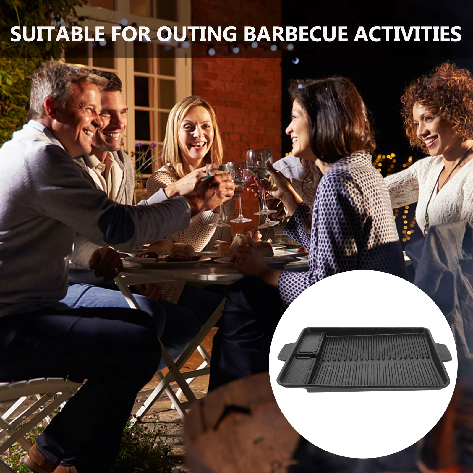 

Portable Baking Tray Simple Practical Barbecue Tray for Home Outdoor Non-Stick Aluminium Alloy Bbq Pork Beef Chicken