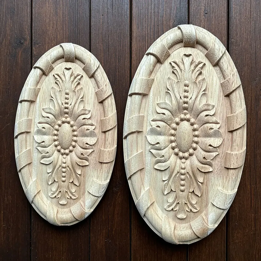 1PC 25/28cm Escultura Circular Estilo Retrô Arte Decorativa de Parede Aplique de Madeira Vintage Decoração de Casa Acessórios de Mobiliário Miniaturas