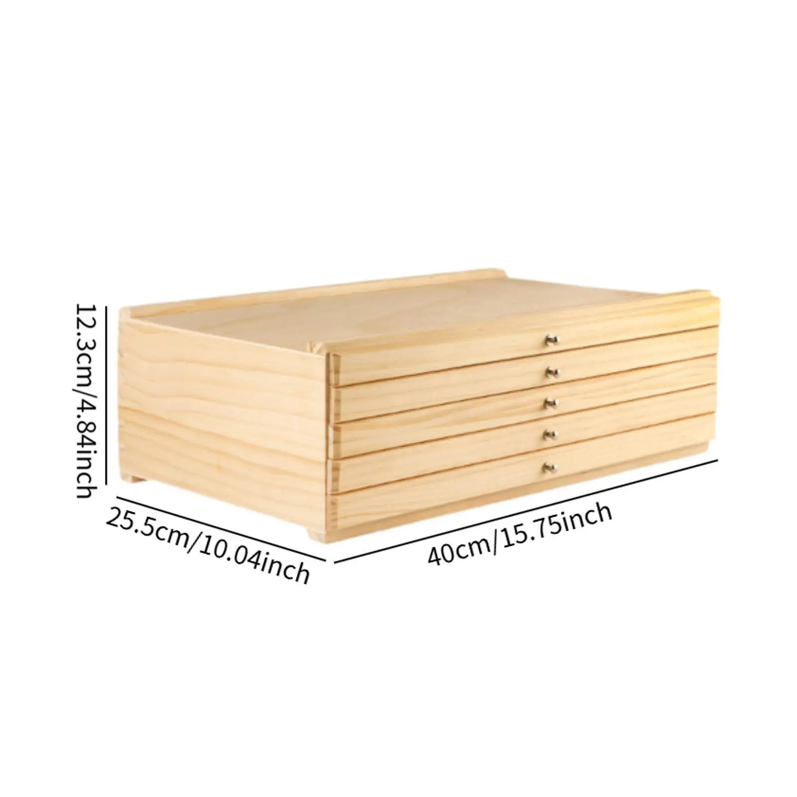Wooden Artist Supply Storage Box Five Drawers Container for Stamps Brushes