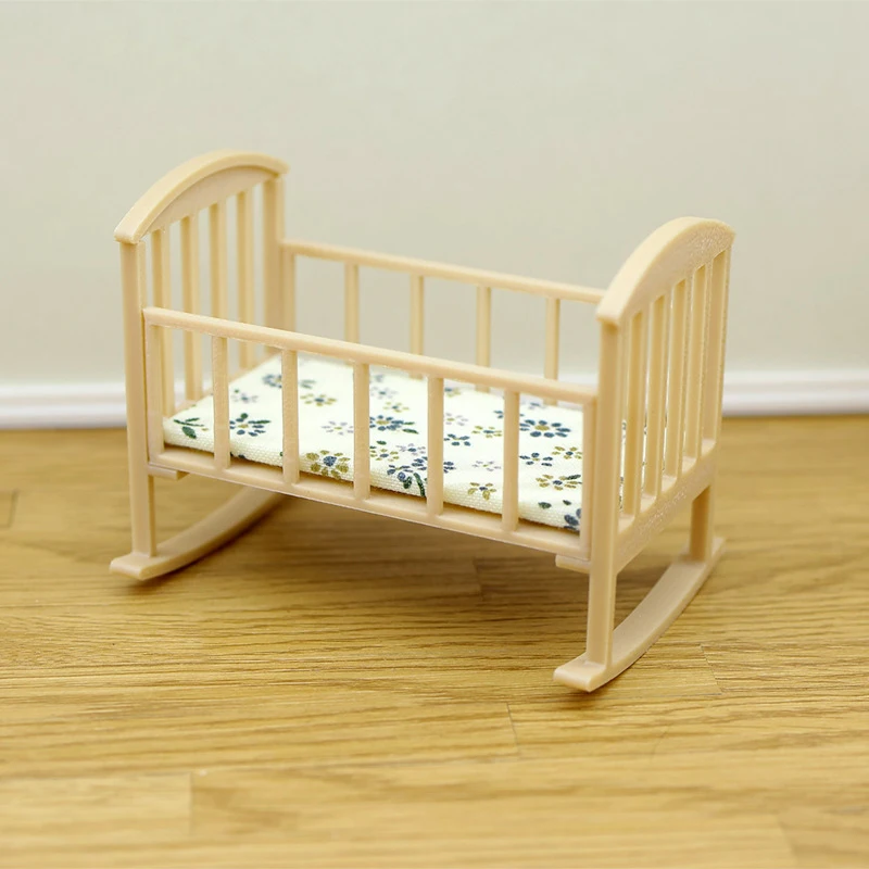 1/12 Dollhouse Mini Cradle Baby Bed Rocking Bed Model Dollhouse Simulation Furniture Decoration Play Toy Dolls House Accessories