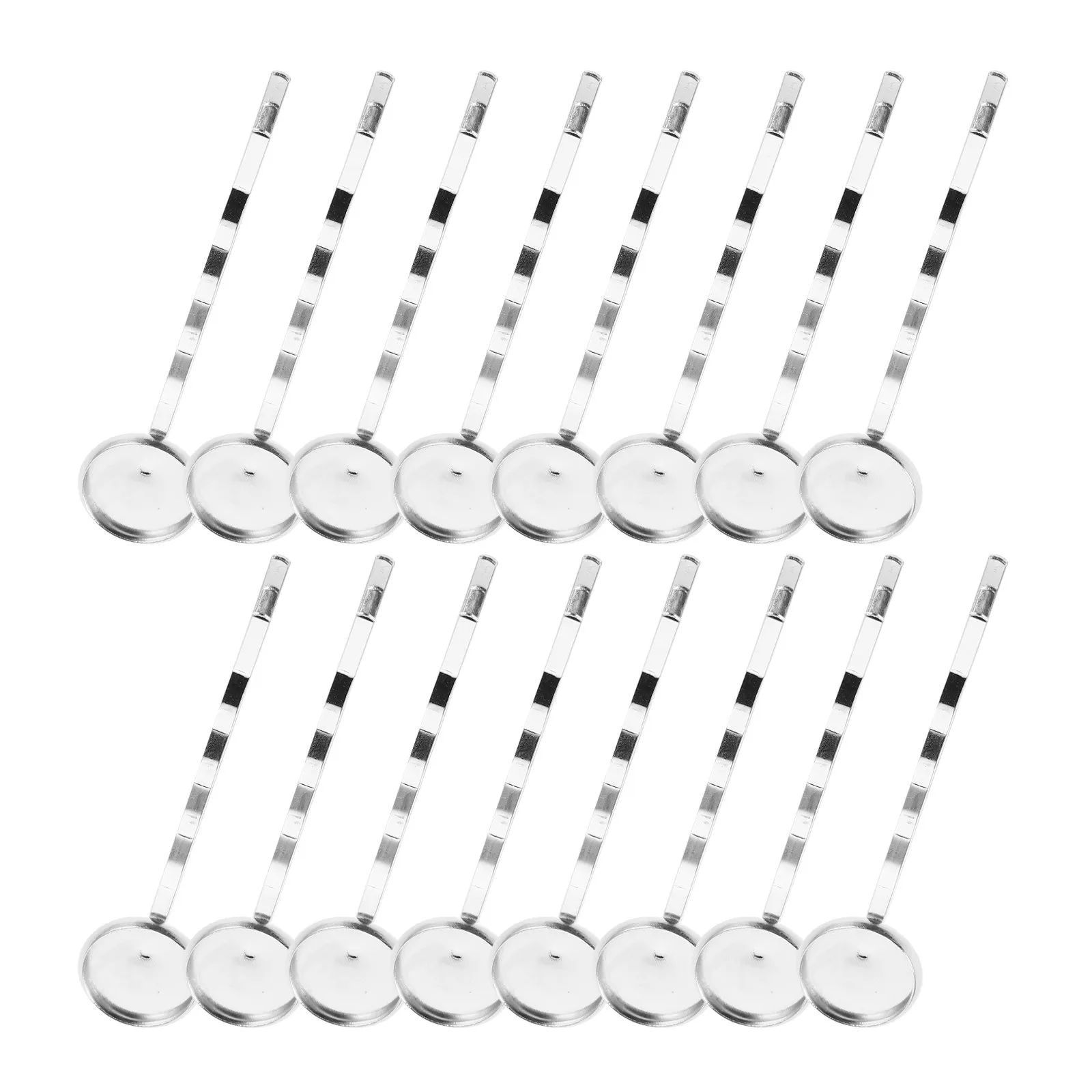 40Pcs DIY Hair Clips Silver Metal Hairpins Flat Bobby Pins Blank Round Tray 12Mm Setting Base Hair Clip Findings Craft