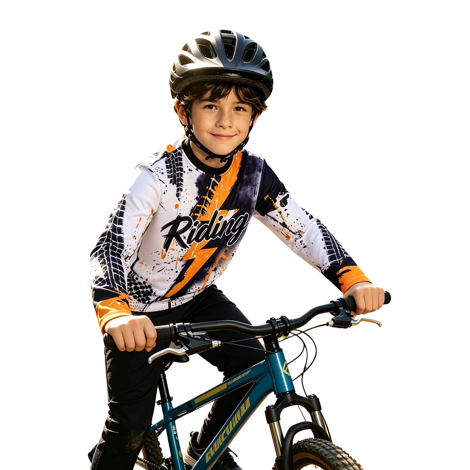 Jungen Dirt Bike Trikot Kinder Motocross Shirt Langarm Schnelltrocknend MTB Radsport-Oberteil Graffiti-Reifendruck Motocross-Trikot – Detail 14
