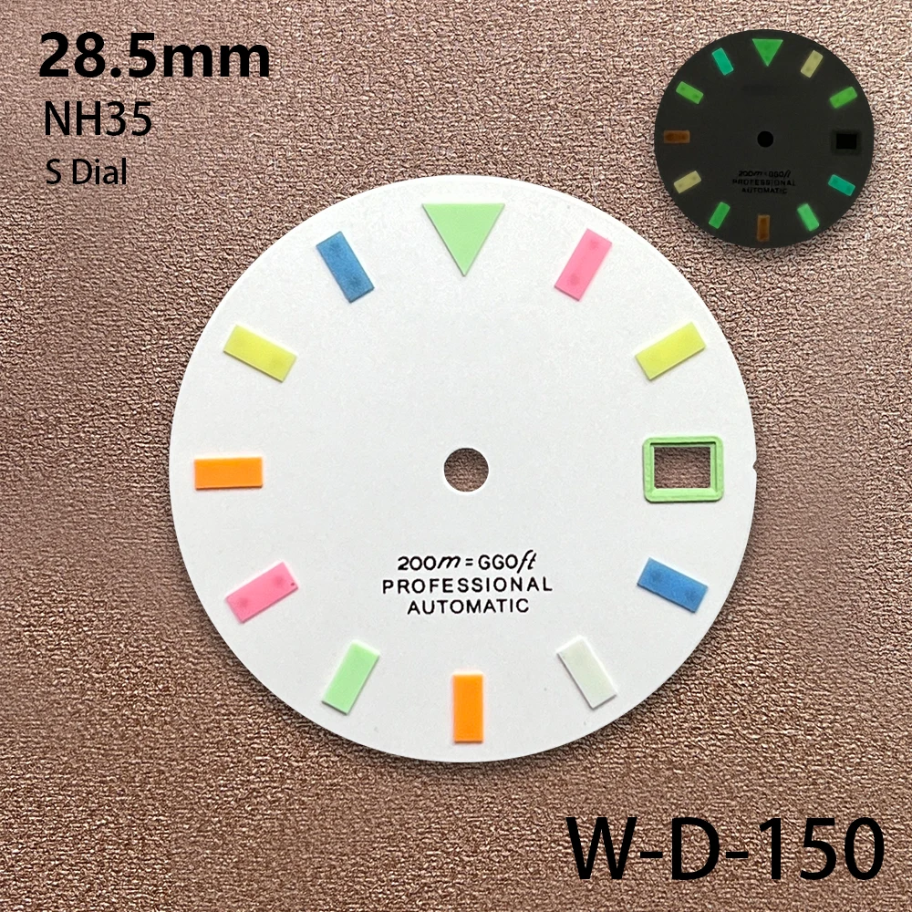 28,5 мм цветной циферблат с логотипом S, подходит для механизма NH35/NH36/7S/4R, красочные светящиеся матовые качественные аксессуары для модификации часов