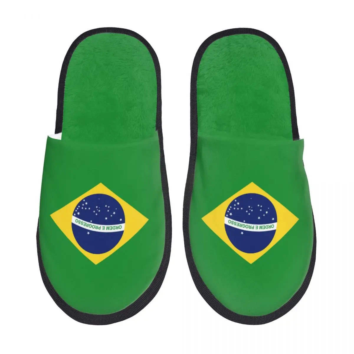 Indoor Slippers Brazil Flag Plush Slipper Autumn Winter Shoes House Flat Floor for Bedroom