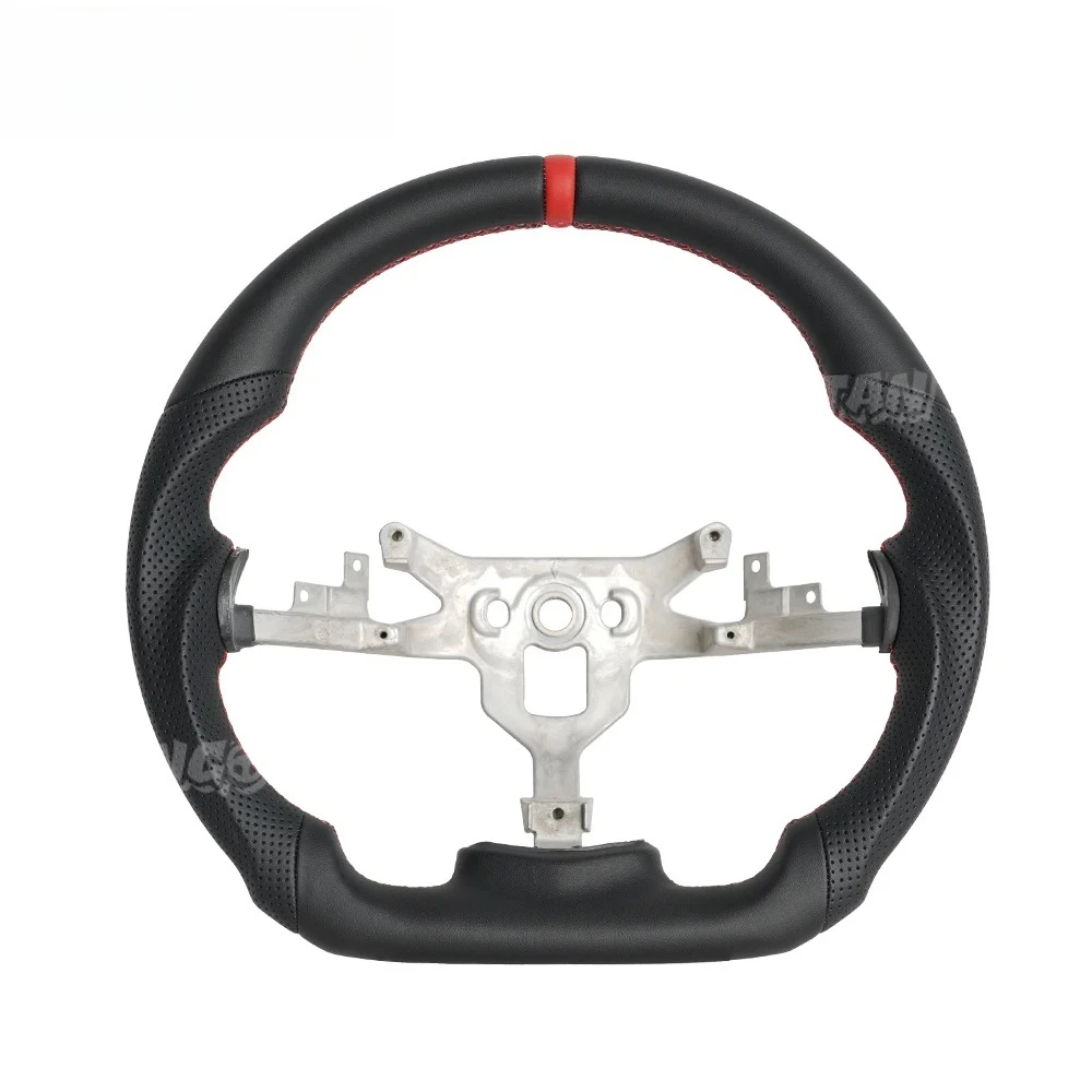 Full Leather Steering Wheel Red Stitch Center Line For Chevrolet Corvette C6 2006-2011 Perforated Leather Racing Steering Wheel