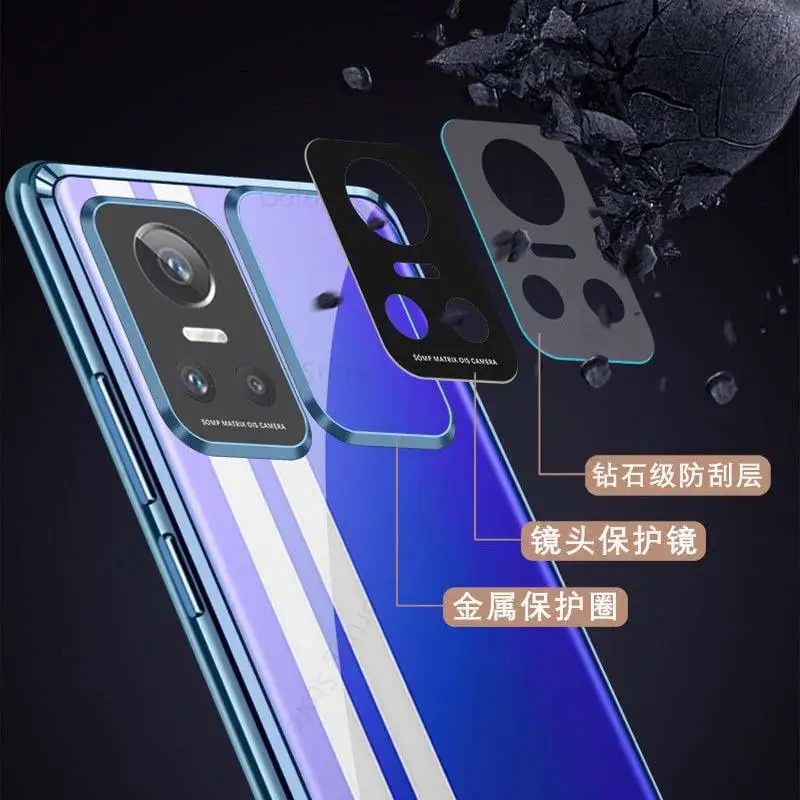 For Realme GT Neo3 Magnetic Adsorption Tempered Glass Phone Case For Realme GT Neo 3 360 Double Sided Film Protector Flip Cover