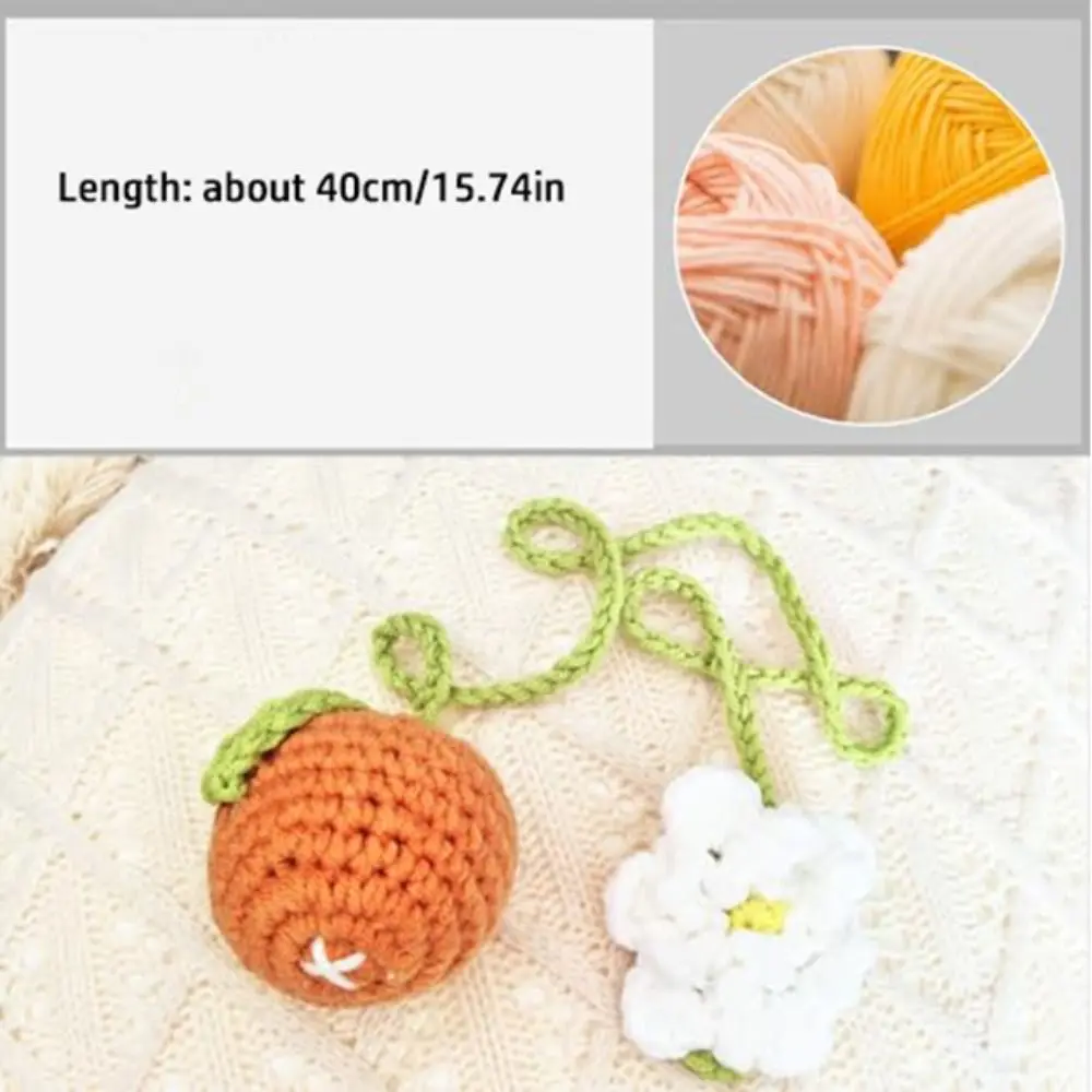 Cute Car Rear View Mirror Hanging Accessory Multi-purpose Handmade Knitted Strawberry Pendant Car Decor Crochet Pagination Mark