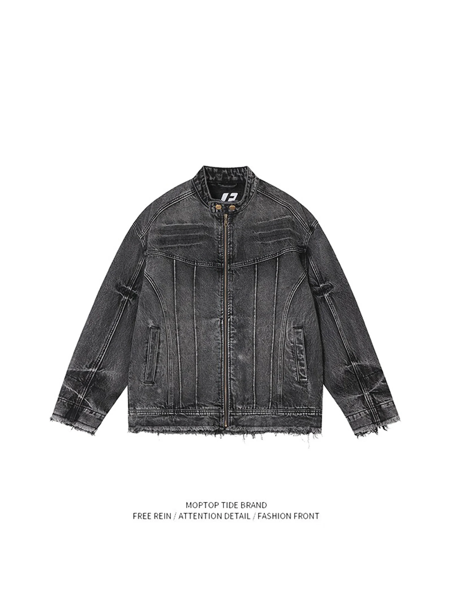 

Осенне-зимняя утепленная джинсовая куртка унисекс, модная новинка в американском уличном стиле, с воротником-стойкой