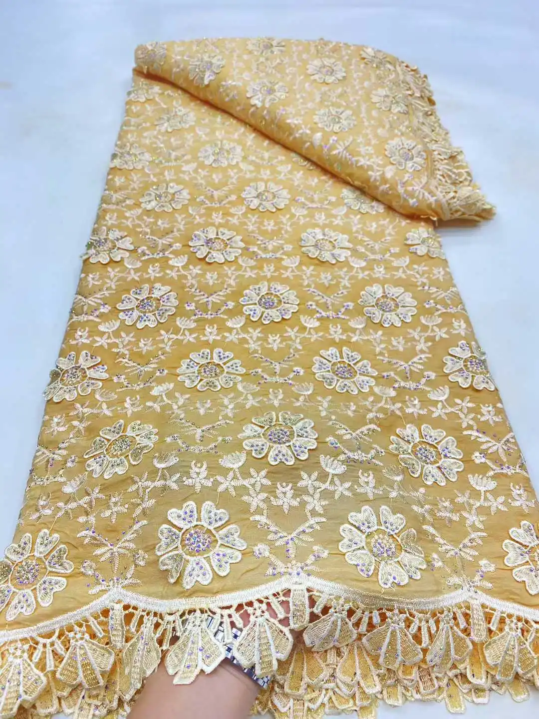 

French Mesh Milk Silk Chiffon Lace Fabrics 2025 Latest African French Tulle Laces Fabrics for Nigerian Wedding Dresses Sewing