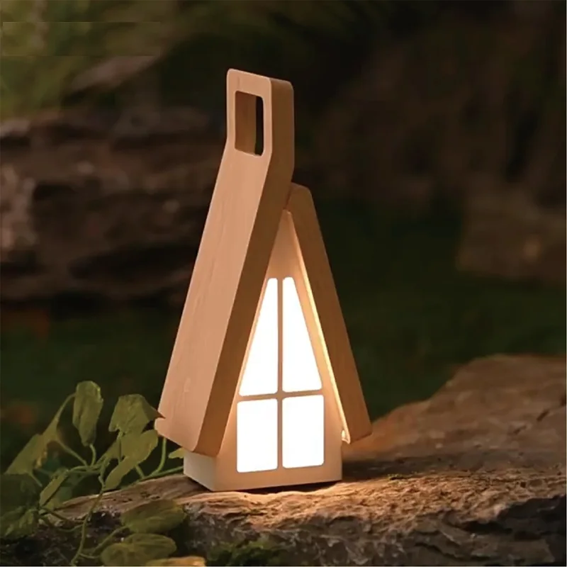 Little House-Shaped Night Light Portable Touch-Control Three-Color Temperature Bedside Lamp Handheld Lamp Table Decorative Lamp