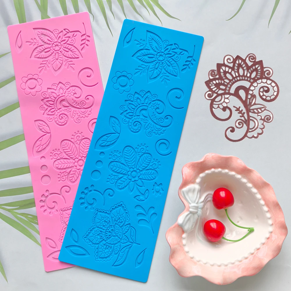 1pc Flower and leaf shaped chocolate sugar topper silicone mold, used for sugar processing, dessert cake decoration