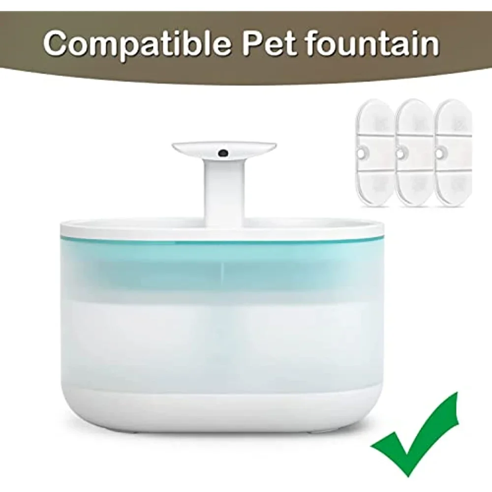 Replacement Filter Cat Water Fountain Filters for 2.1L Pet Water Fountain Contains 8 Cat Fountain Filters and 8 Sponges