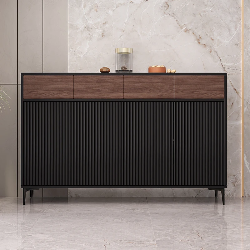 Gabinete de zapatos negro Natural, Zapatero de salón de entrada impermeable de madera, expositor de pasillo, muebles de lujo
