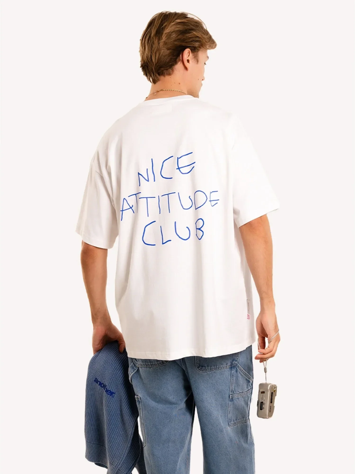 Nice Attitude Club Print T-Shirt Men Women Simple Trendy Aesthetic Casual Cotton Short Sleeve Loose Tee Tops