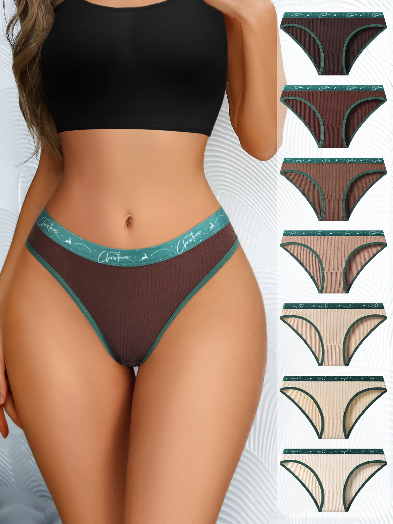 7Pcs/Set Women Cotton Panties Striped Briefs Sexy Women Underpants Breathable Panty Female Underwear Low Waist Ladies Lingerie