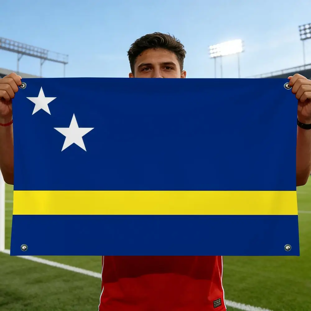 Curacao Flags Horizontal High Density Knitted Fabric European Simple For Durable Outdoor Indoor Use