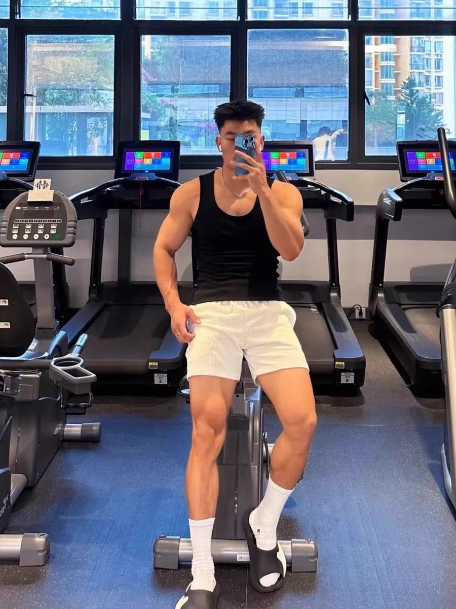 

Мужские повседневные летние брюки-капри в клетку, свободного кроя, базового цвета, для спорта