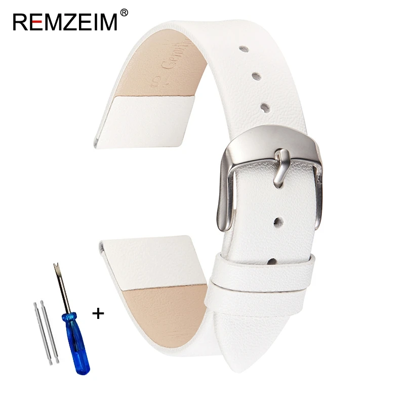 Ultradünnes, weiches Echtleder-Uhrenarmband, 14 mm, 16 mm, 18 mm, 20 mm, 22 mm, Weiß, Schwarz, Rosa, Braun, Lederarmband – Detail 15