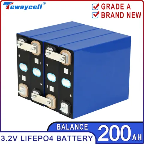 Tewaycell 200Ah Lifepo4 Battery 3.2V 210AH Rechargable Batteries Lithium Iron Phosphate Prismatic Solar Car RV EU US TAX FREE