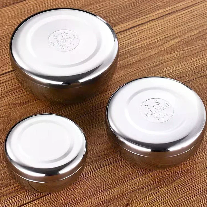 Stainless Steel Bowl Korean Big Cooked Rice Bowl With Cover Single Layer Steamed Rice Bowl Child Anti-Scalding/fall Tableware