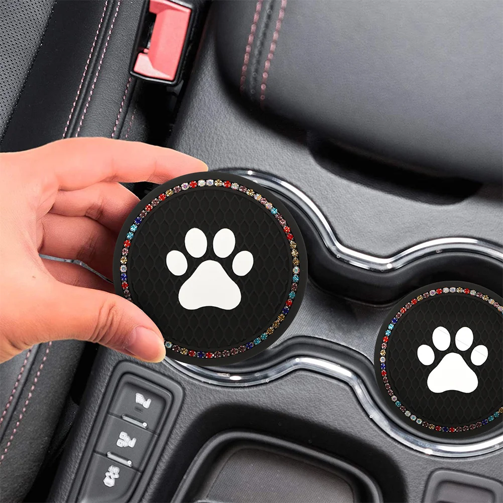 

Car Coasters for Women Bling Paw Cup Holder Pad Non Slip Auto Drink Rest