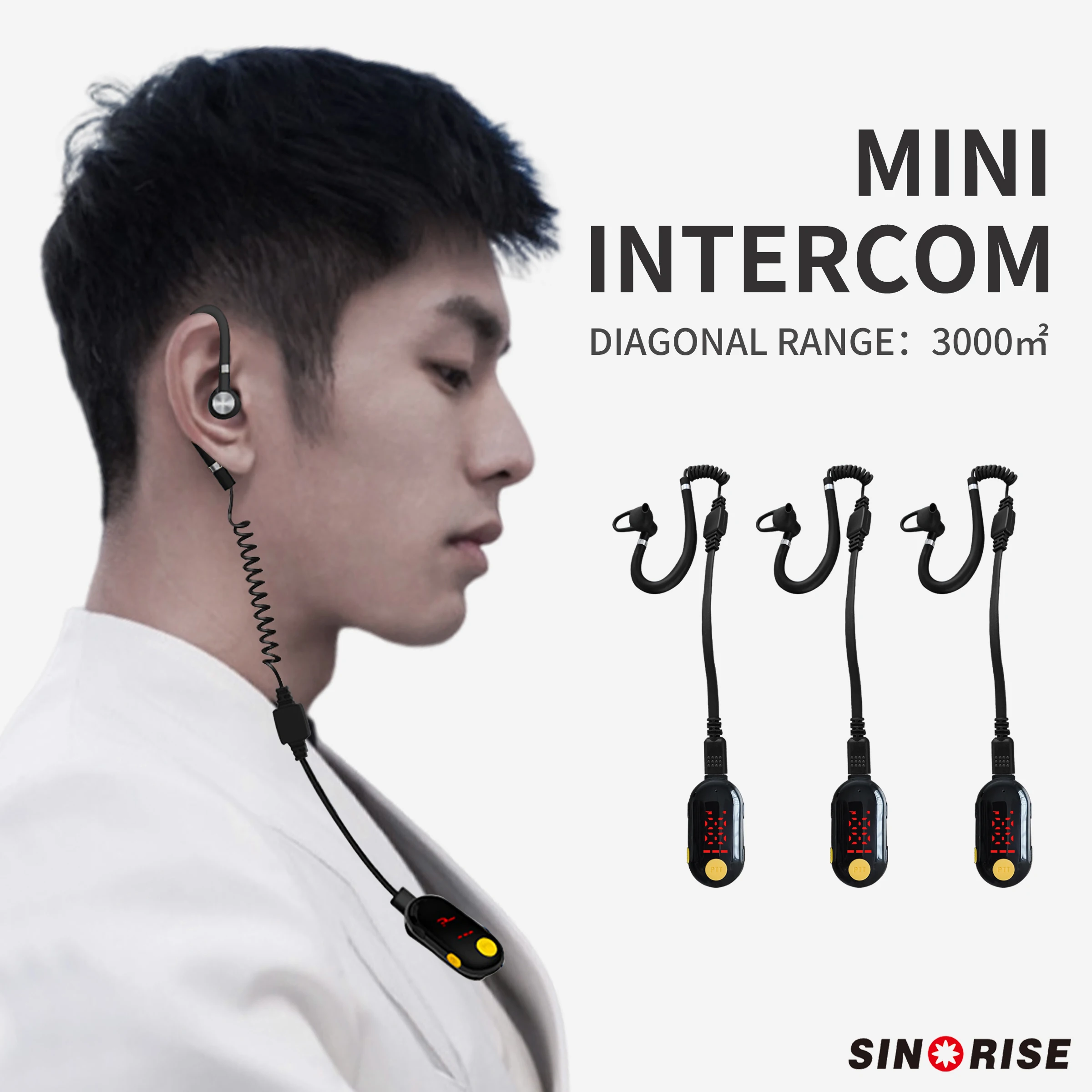 Sinorise Ear-Hook Mini Walkie-Talkie Is Suitable for Restaurants, Clubs, Supermarkets, Hospitals, Etc., Built-In Two-Way Radio Fm Transceiver