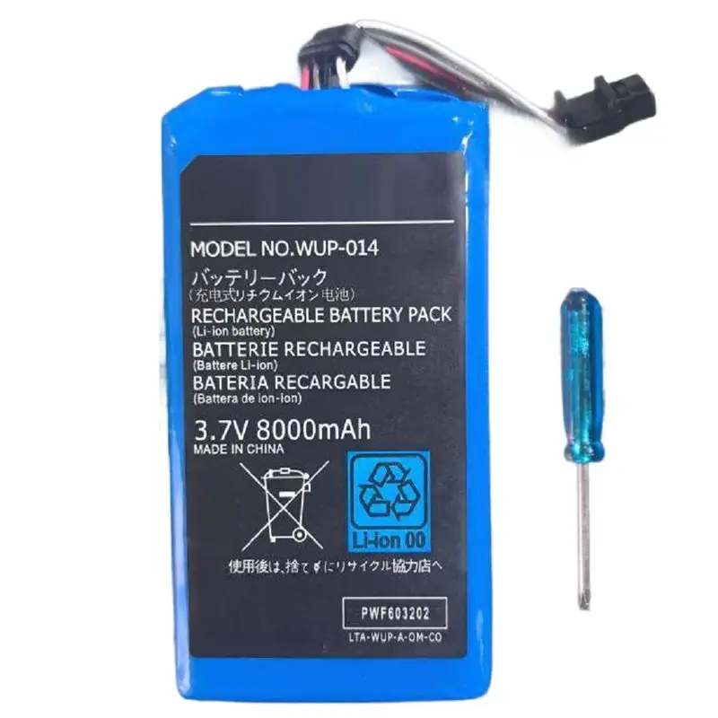 

Сменный аккумулятор 8000 мАч для геймпада Wii U, перезаряжаемый аккумуляторный блок, аксессуар для игровой консоли Wii U