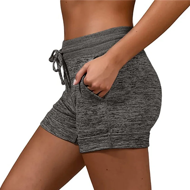 Short de sport élastique avec logo personnalisé pour femme, pantalon de survêtement respirant pour femme, séchage rapide, vue arrière, décontracté, fitness, grande taille, été