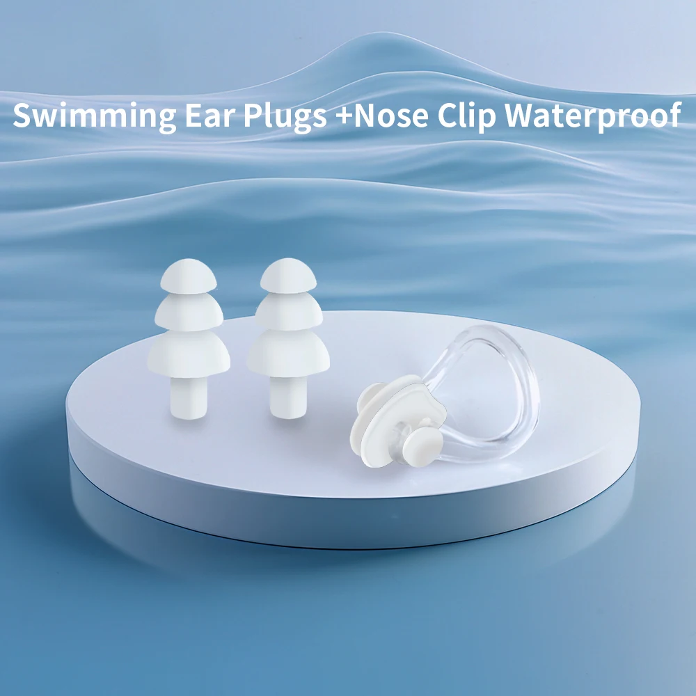 Swimming Ear Plug Nose Clip Silicone Earplugs Waterproof Swimming Pool Ear Plugs & Nose-Clip For Kids Adults Sleep Earplugs