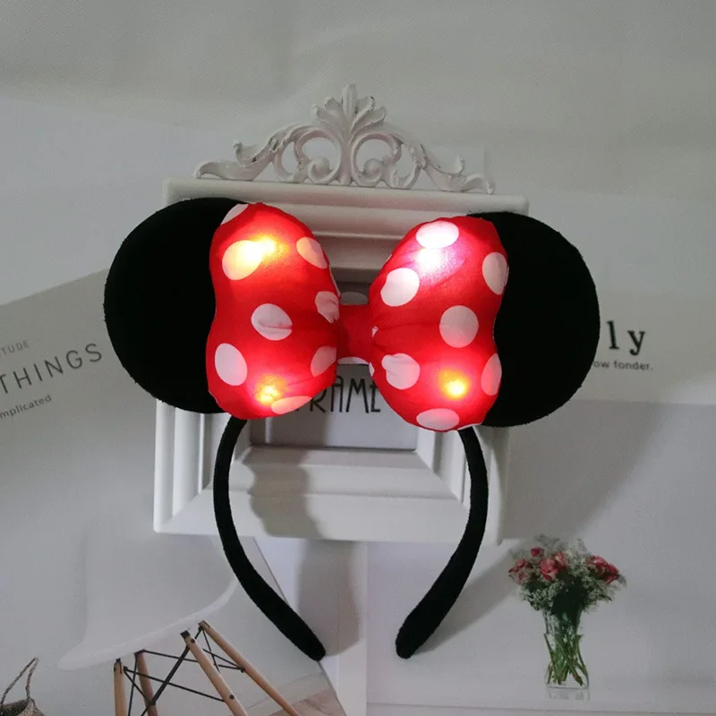 Disney Mickey Glow Headband Minnie Hairpin Flash Child LED Lighted Hair Accessories Mickey Mouse Colorful Headband Hot sele