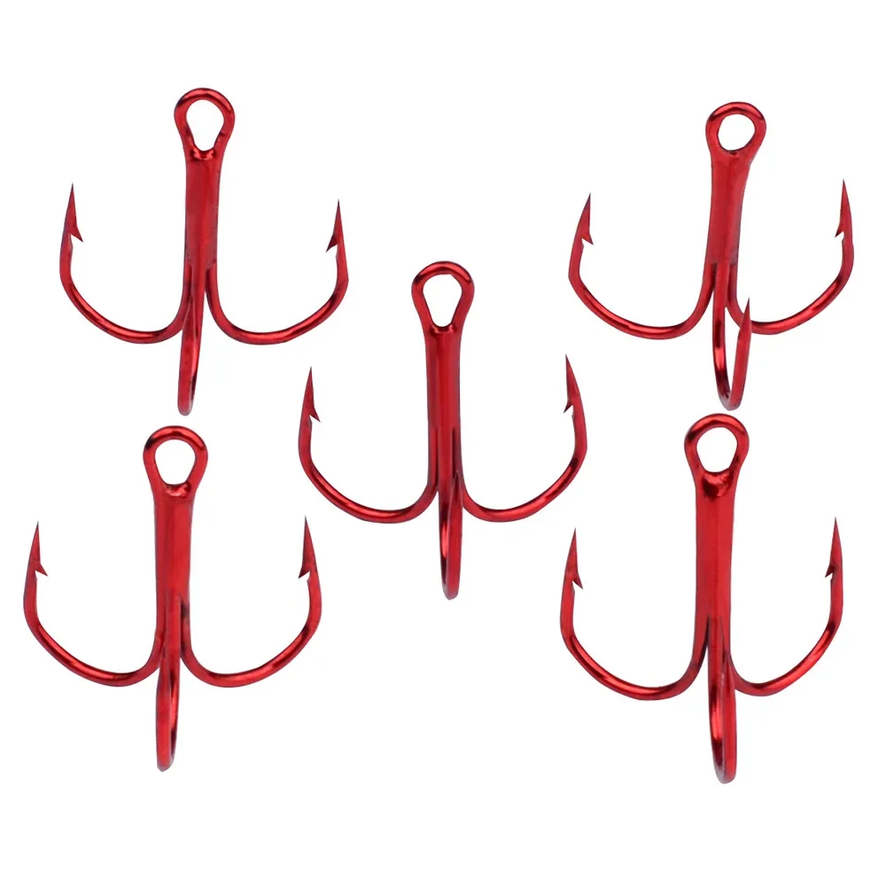 35647 Red Treble Hook Fishing Supplies Barbed Anchor Hook Luya Fishing Gear Fishing Tackle 100 Pcs/bag