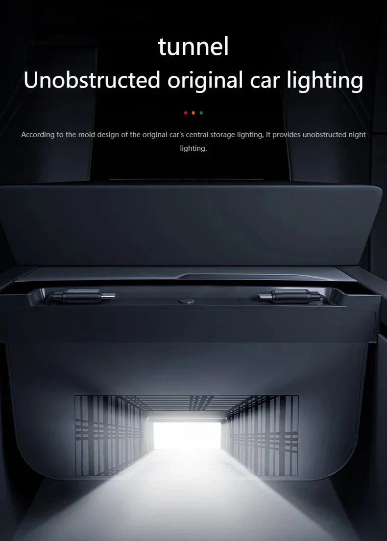 For Tesla Model Y Juniper Fast Charging USB Docing Station with Rainbow Light for Model 3 Highland Retractable Ambient Lighting view 5