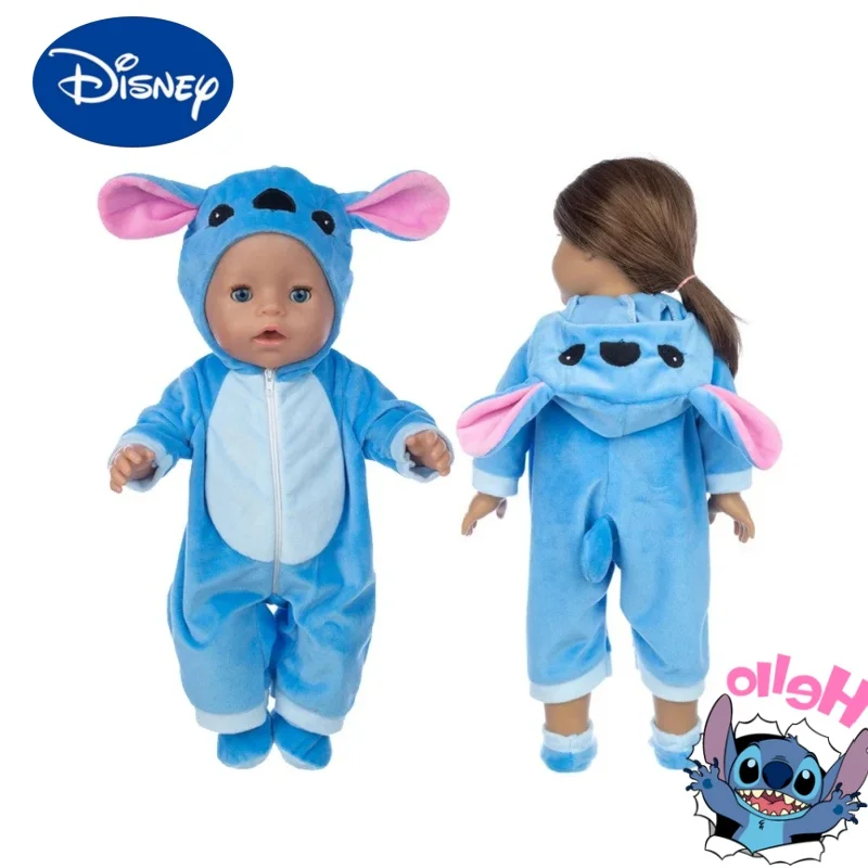 Disney Stitch Anime Stich Hoodies Rompers Suit Lilo&Stitch Be Suitable for 18 Inch Dolls Outfits Cartoon Cute Girl Gifts