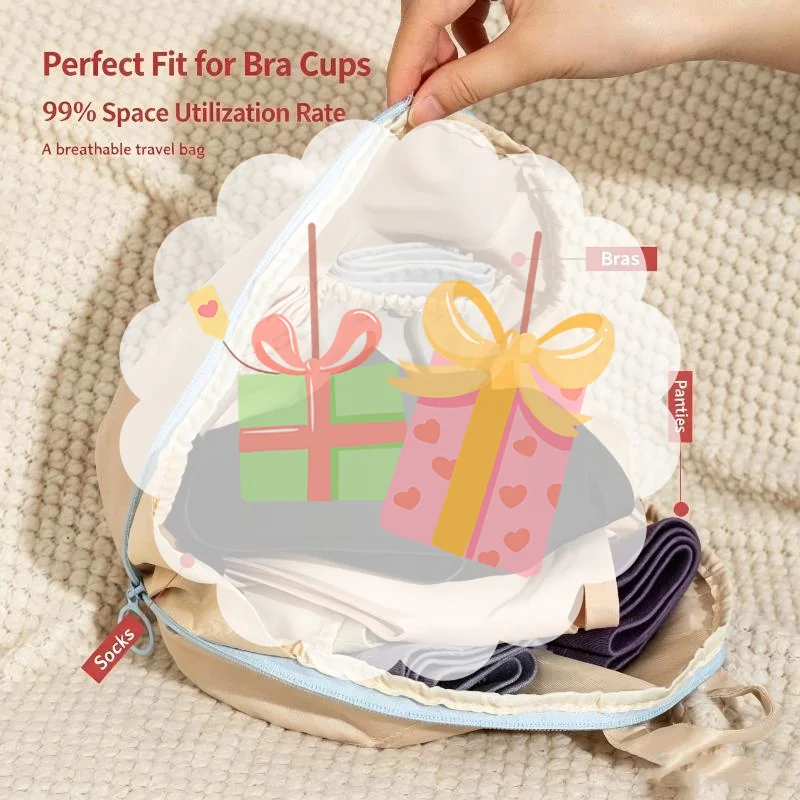 3-in-1 Portable Waterproof Oxford Cloth Bra Storage Bag Zipper For Travel Lingerie Organizing