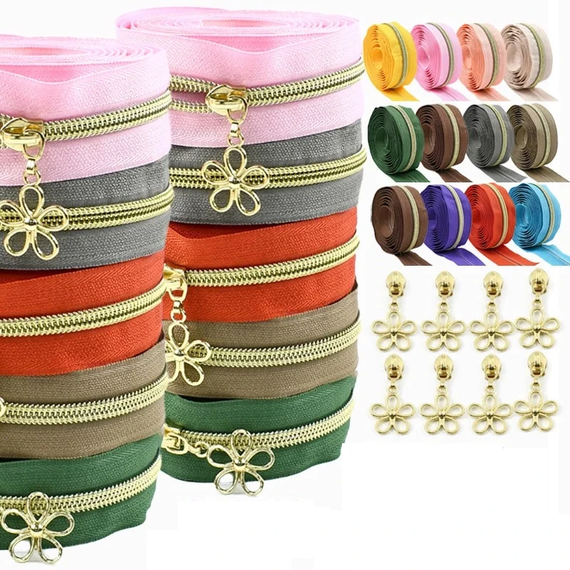 

Nylon Zip By Meter +Zippers Puller 5# Garment Decor Plastic Coil Zips for Sewing Zippers Closure Pulls Repair Kit DIY Accessory