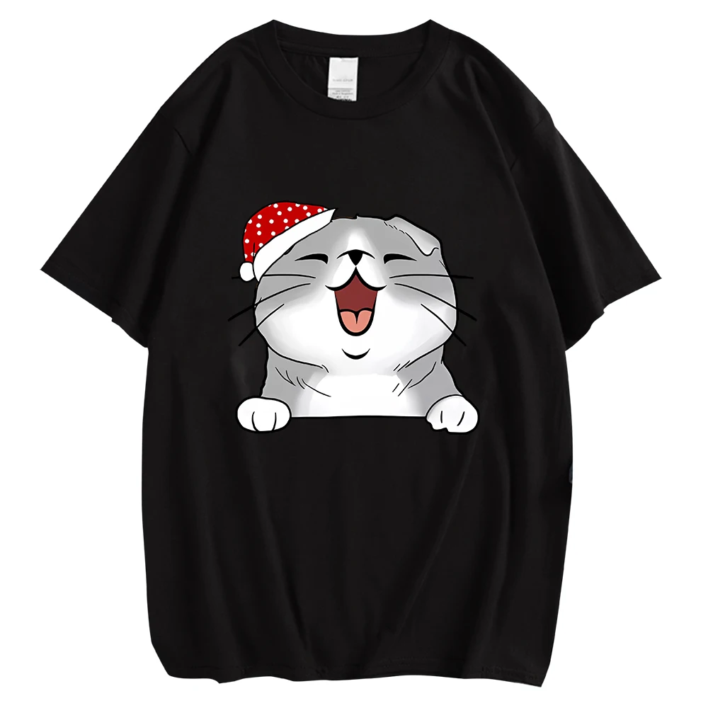 CLOOCL Animals Cotton T-shirts Scottish Fold Chest Printed Cotton Tees Mens Women Shirts Harajuku Hip Hop Tops Xmas Gifts