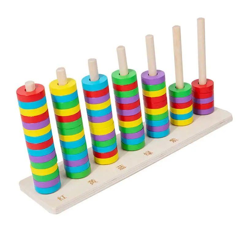 Math Counters For Kids Colorful Wooden Abacus Stand Toy Rainbow Ring Math Counters For Kids Interactive Educational Calculate To