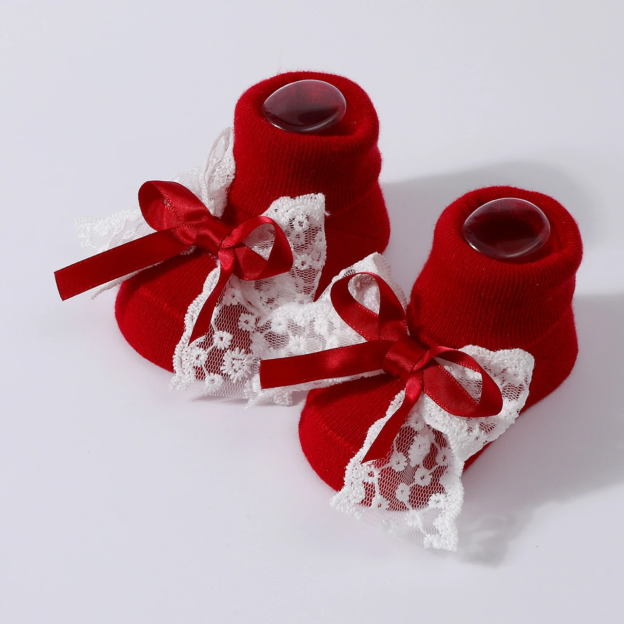 

Носки принцессы с кружевным бантом, нескользящие носки-тапочки для младенцев, весна-осень, хлопковые носки с лентой и бантом, защитный чехол для детских ног